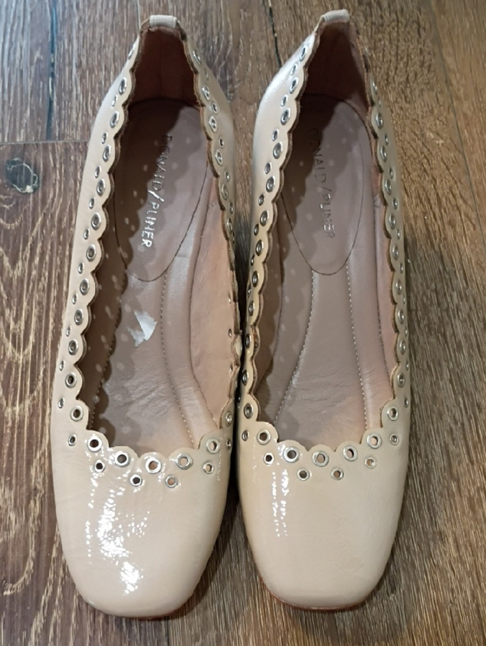 Donald J. Pliner Nude Patent Scalloped Heels